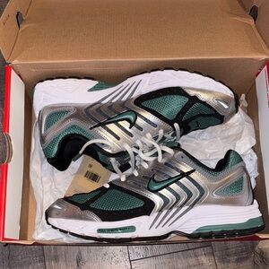 Nike Metallic Silver and Teal Running Shoes